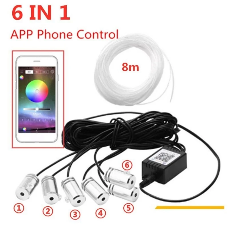 

RGB LED Car Interior Decorative Light Strip Flexible Atmosphere Lamp With USB Connector By APP Control 8M Neon Light Strip