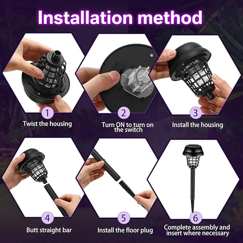 Уличная Водонепроницаемая противомоскитная лампа на солнечной батарее для сада