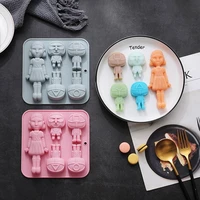 cute girl silicone mold 3d fondant mold diy sugar craft chocolate cutter mould for cake decorating tool baking accessories new