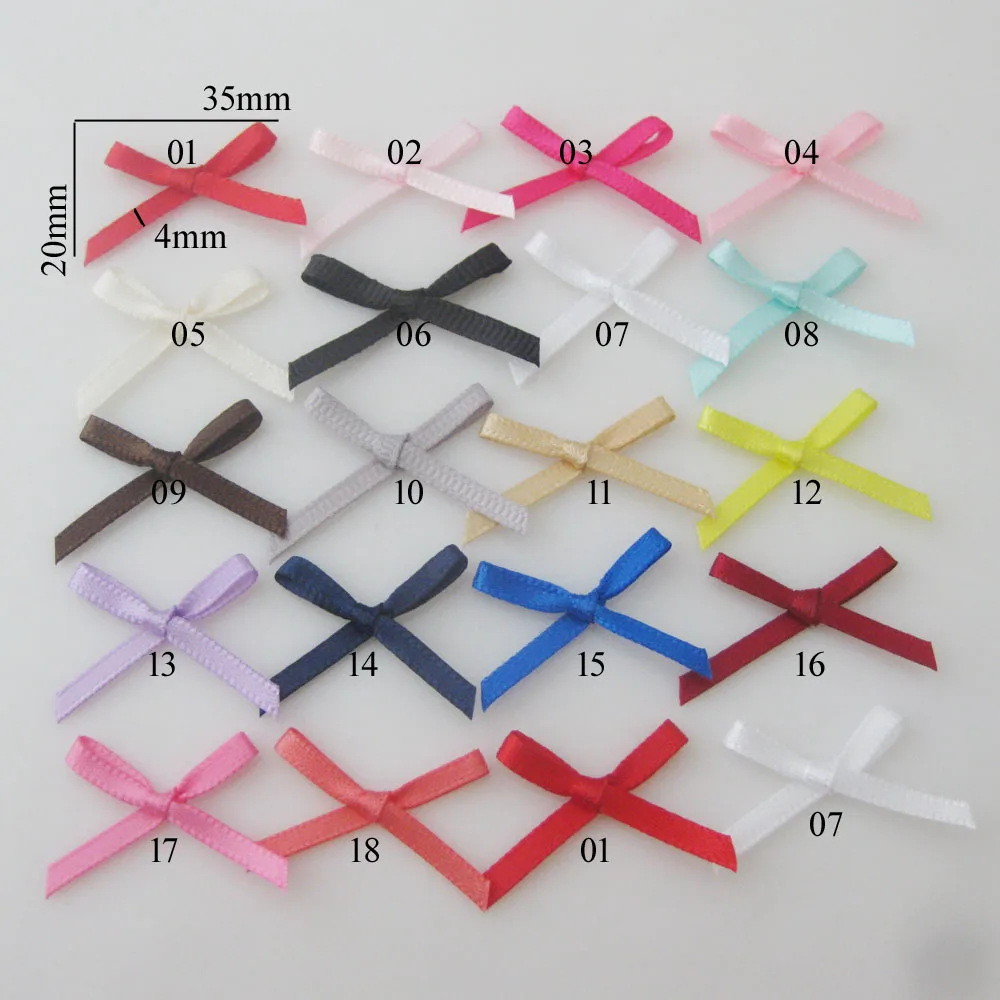 

About 20mm*35mm Small Size Satin Ribbon Bows DIY Decorative Mix Colors 200Pcs Small Bowtie Garment Accessories