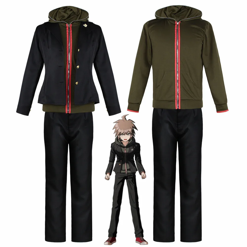 

Аниме игра данганронпа Косплей Костюм Naegi Makoto Мужская Униформа Хэллоуин Топ куртка брюки значок реквизит костюм