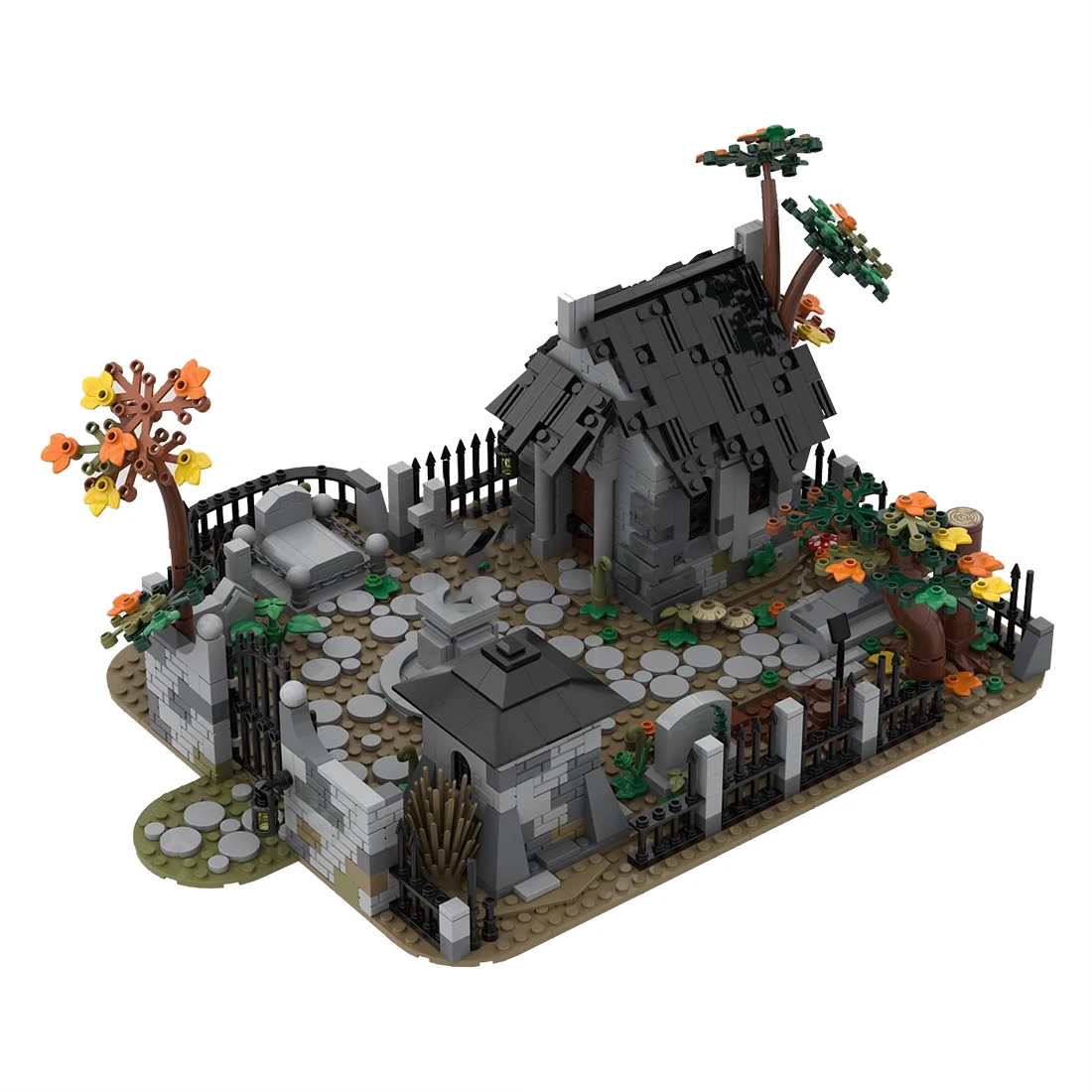

Authorized MOC-82593 1194pcs/Set Medieval Graveyard Shop Shaped Blocks MOC Street Set Compatible With 21325 Blacksmith Shop