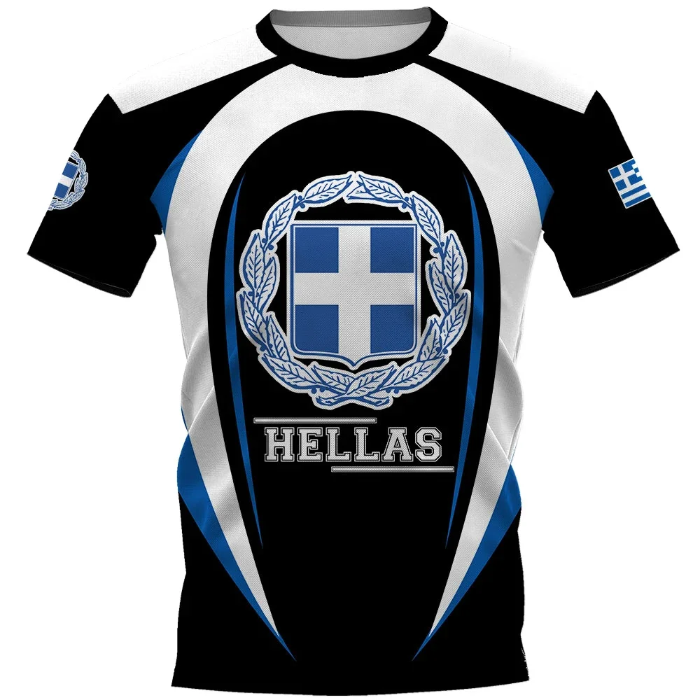

Футболка HellasT мужская с геометрическим рисунком, большая Уличная Повседневная футболка с принтом герба, флага Греции