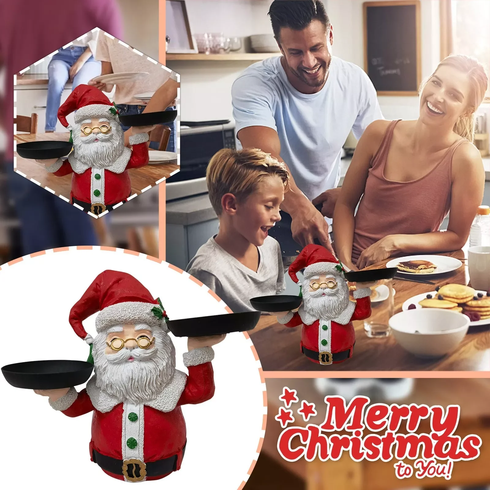 

Solar Lights Resin Statue Santa Santa Fruit Plate Christmas Holder Decoration Snack Christmas Ornament Set Shatterproof