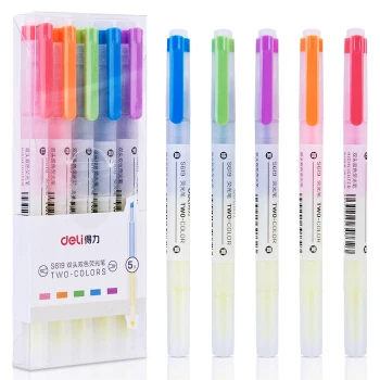 

15pcs/lot Deli S619 Bright Color Fluorescent Pen Student White Collar Color Key Marking Note Number Pen Slant Head Painting Pen