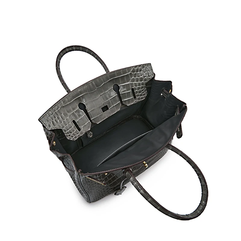 FOXER Fashion Women Crocodile Pattern Handbag Split Leather Top Handle Bag Lady Shoulder Bag Commute Female Brand Crossbody Bags