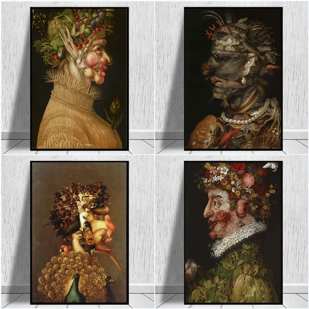 

Abstract People Made Of Vegetables And Flowers Prints Poster Canvas Painting Modern Wall Art Pictures For Living Room Home Decor