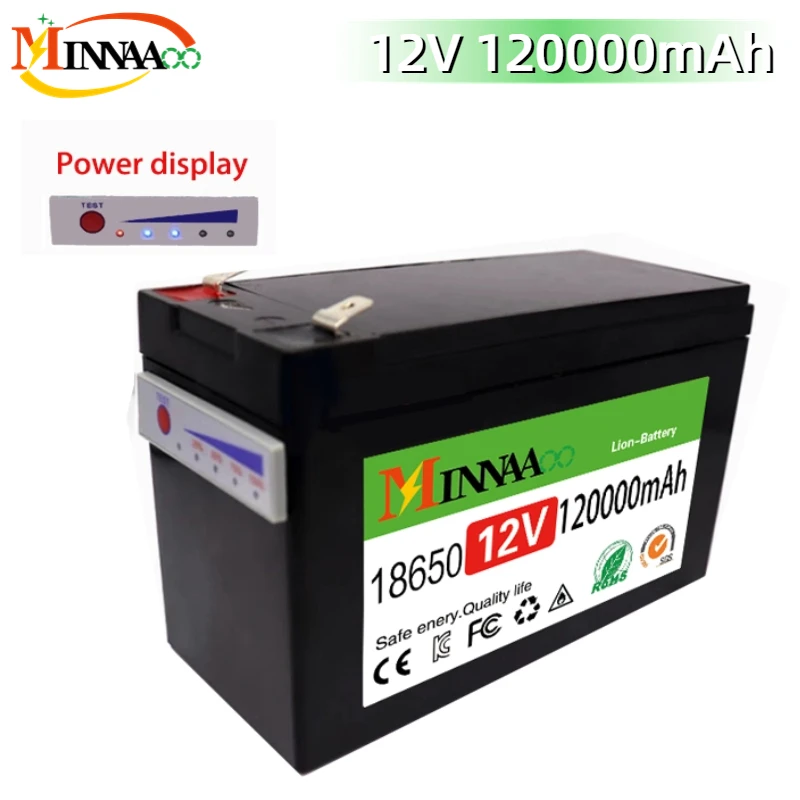 

NEW Sprayers 12V 120Ah Built-In High Current 30A BMS 18650 Lithium Battery Pack For Electric Vehicle Batterie 12.6V Charger