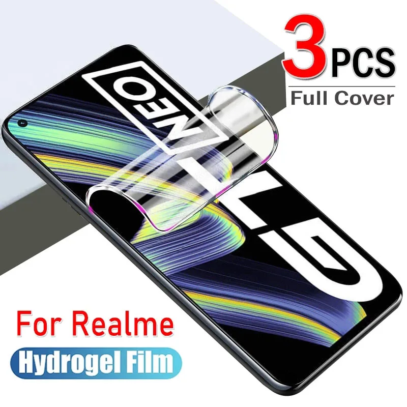 

3Pcs Protection Film For Realme GT Neo 2 3 3T Q3 Q5 Pro Q3T Q5i Screen Protector For Narzo 30 50 Pro 30A 50A Prime Hydrogel Film