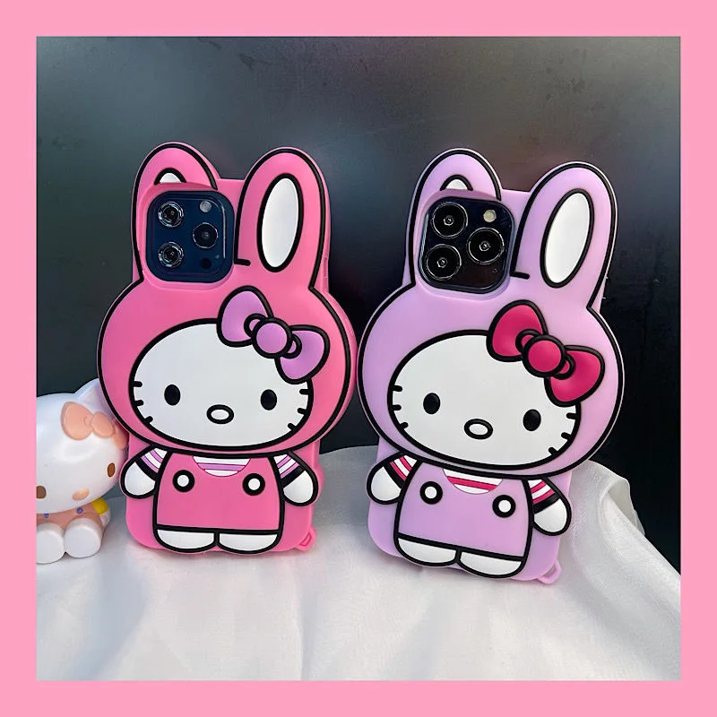 

Kawaii Sanrio Hello Kitty Soft Silicone Phone Cases For iPhone 13 12 11 Pro Max XR XS MAX 8 X 7 Y2k Girl Shockproof Shell Coque