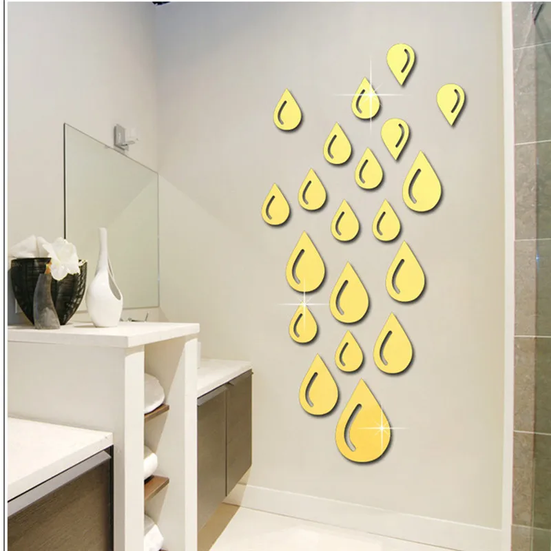 3D акриловая зеркальная Настенная Наклейка с полумесяцем цветком и луной