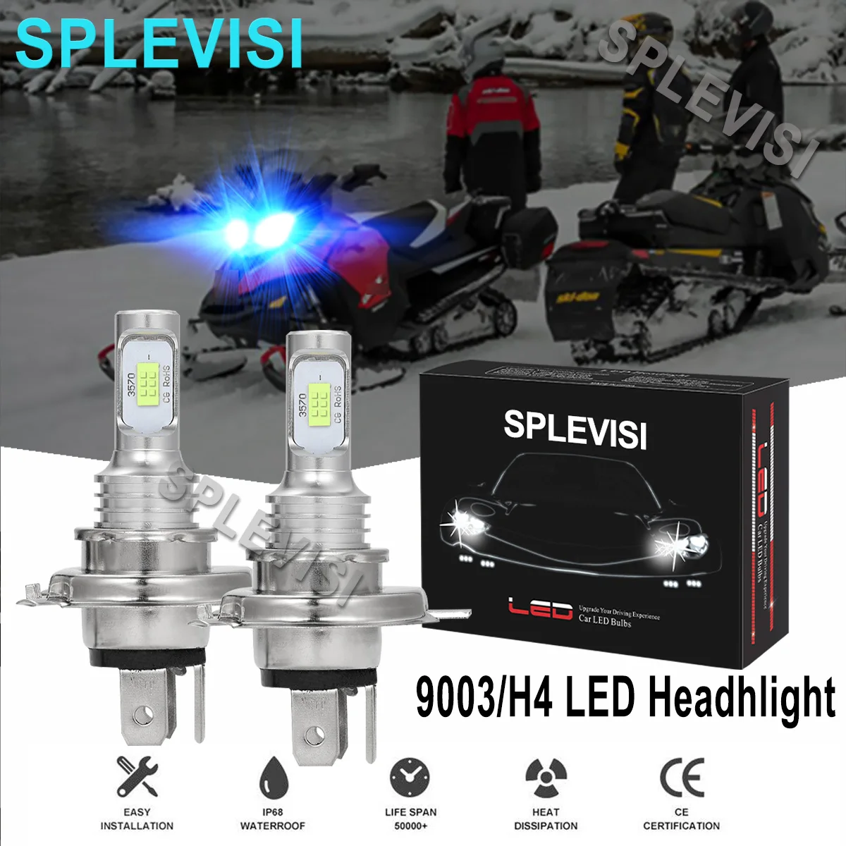 

2 шт., синие светодиодные фары 35 Вт для лыж-Doo цитация 4500 1980-1983 Blizzard 5500 1979 1980-1981 Blizzard 7500 1979-1980