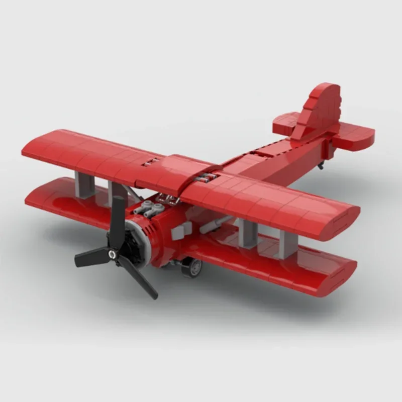 Технические Moc Bricks военная модель аэропорта биплан-истребитель модульные
