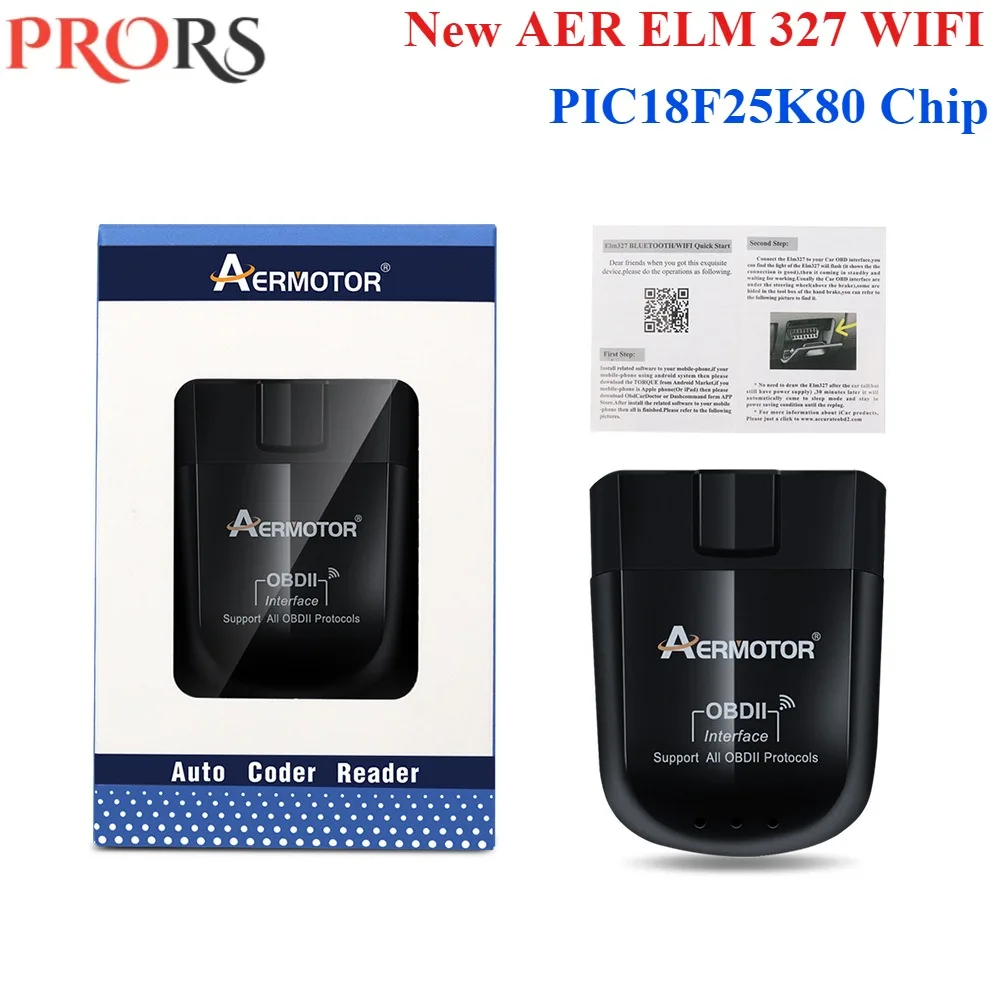 Фото Новейший чип ELM327 V1.5 OBD2 считыватель кодов WiFi AER PIC18F25K80 BT 4.0 OBD2 Инструмент для диагностики автомобильных неисправностей Поддержка Android/IOS №1