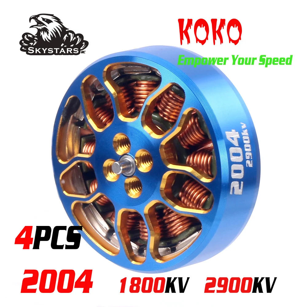 SKYSTARS KOKO 2004 1800KV/2900KV Brushless Motor LongRange Freestyle Racing Motor for 3-5.1inch Props RC for FPV drone Quadcopte