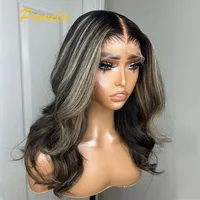 Brazilian Ombre 1b/27 Colored Human Hair Wigs Highlight Body Wave HD Transparent Lace Front Human Hair Wigs For Women