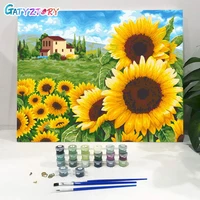 gatyztory oil painting by numbers sunflowers drawing on canvas handpainted art gift diy pictures by number flower kits home deco