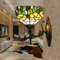 Tiffany Stained Glass Wall Lamps Vintage Mediterranean Baroque Wall Lights Home Decor Bedroom Living Room Bathroom Mirror Lights