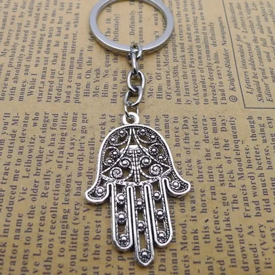 

Модный брелок для ключей, 25 мм, брелок для ключей, ювелирные изделия, античная бронза, серебряный цвет, Death Eye, Хамса, защитный амулет в виде ла...
