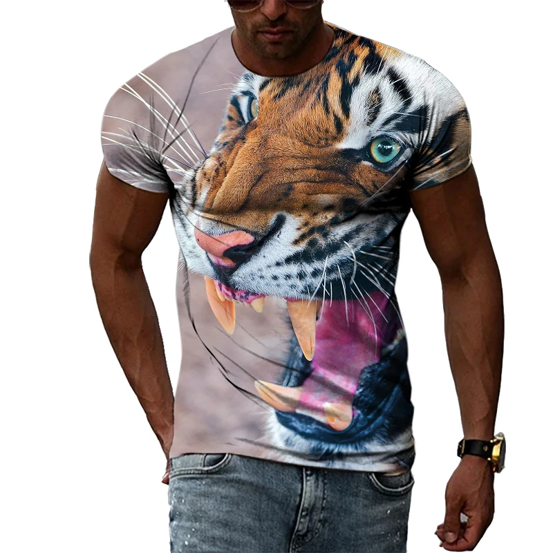 

Zomer 3D Dier Tijger mannen T-Shirt Fashion Casual Trend Persoonlijkheid Gedrukt Korte Mouw T-Shirt Hip Hop Harajuku Streetwear