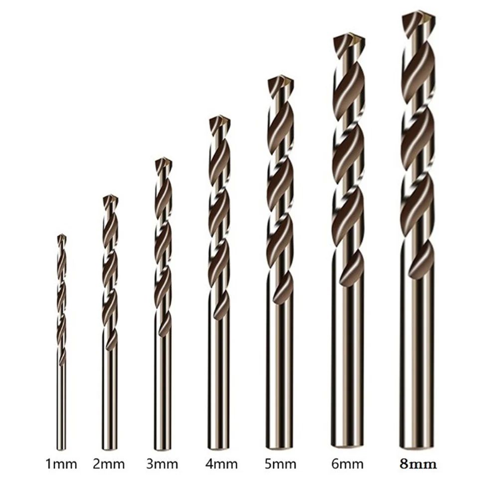 

7 Pcs HSS-Co M35 Drill Bit 1/2/3/4/5/6/8mm For Metal Stainless Steel Iron Aluminum Metal Pipe Drilling Power Tools Parts