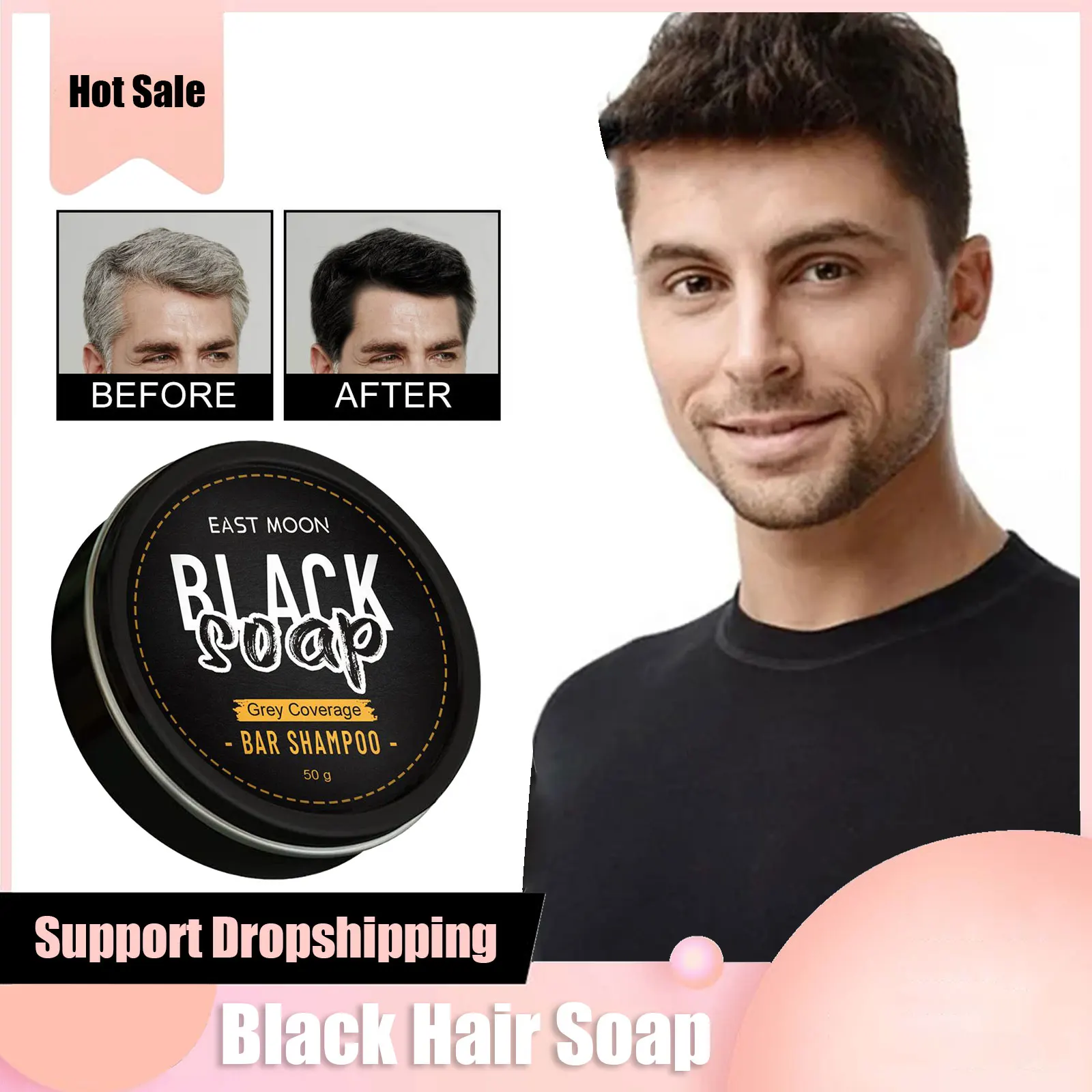 

Black Hair Soap Strengthening Nourishing Hair Roots Natural Cleaning Shampoo Bar Smoothing Moisturizing Hair Darkening Soap 50g