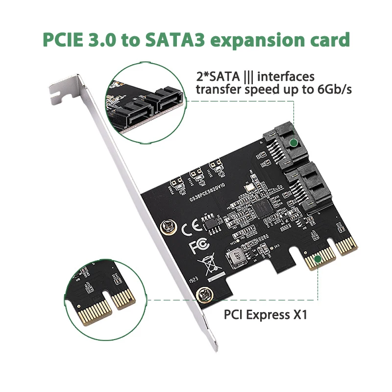 

New PCIe 4 Ports 6G SATA III 3.0 Controller Card Non Raid PCIe 3.0 x1 Expansion Card