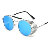 retro steampunk sunglasses men women double bridge alloy sun glasses fashion round uv400 protective glasses multicolor