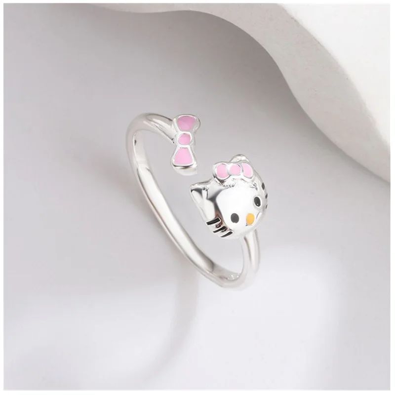 

New Tomy Sanrio Hello Kitty Metal Ring Cartoon Jewelry Kawaii Adjustable Fashion Couple Rings Anime Accessories Kid Girl Gifts