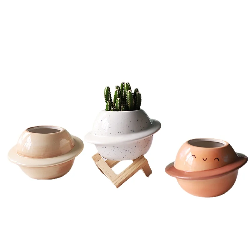 

New Creative Planet Ceramic Pot Succulent Pots Balcony Decorations Macetas De Ceramica Desktop Decor Mini Plant Flowerpot Garden
