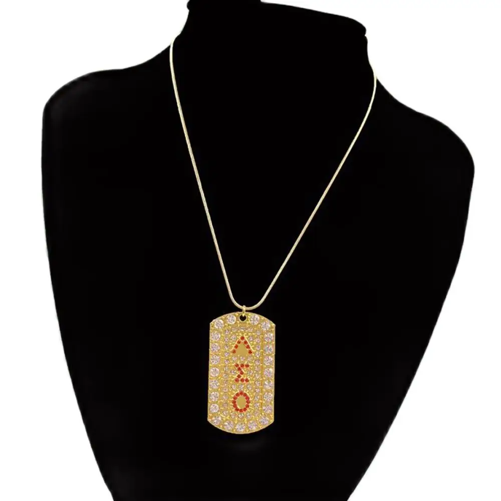 

High quality fashionable logo letter pendant rhinestone charm necklace accessories