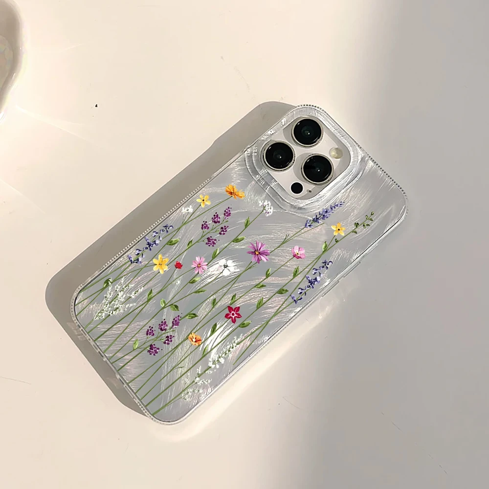 Фото Прозрачный матовый чехол для телефона с текстурой перьев и цветов для iPhone 17 16 Pro Max 15 14 Pro 13 12 11 Pro Max 7 8 Plus XR 17E №5