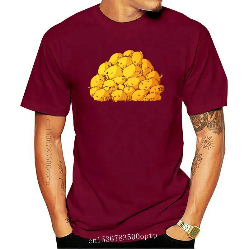 

Camiseta de manga corta para hombre, Camisa de algodón 2021, transpirable, con dibujos animados de cerdito, perro universitario,