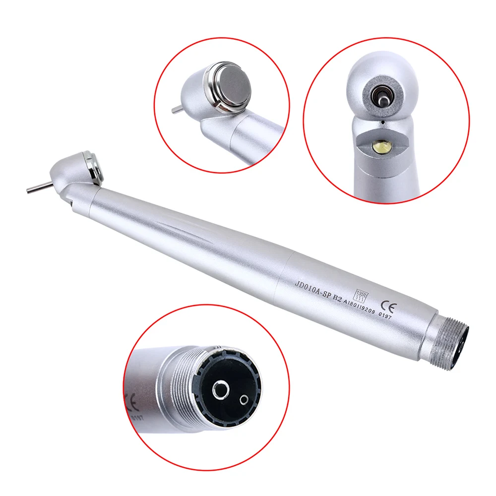 AZDENT Dental E-generator Integrated LED 45 Degree Handpiece High Speed Standard Push Button 2/4 Hole Single Water Spray  Clinic