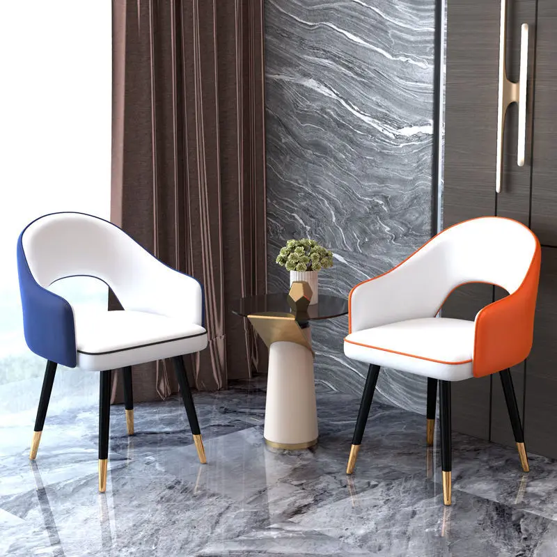

Nordic Minimalist Wrought Iron Dining Chair Hotel Chair Dressing Chair Dining Chair Leather Home Chair Living Room Dining Chair