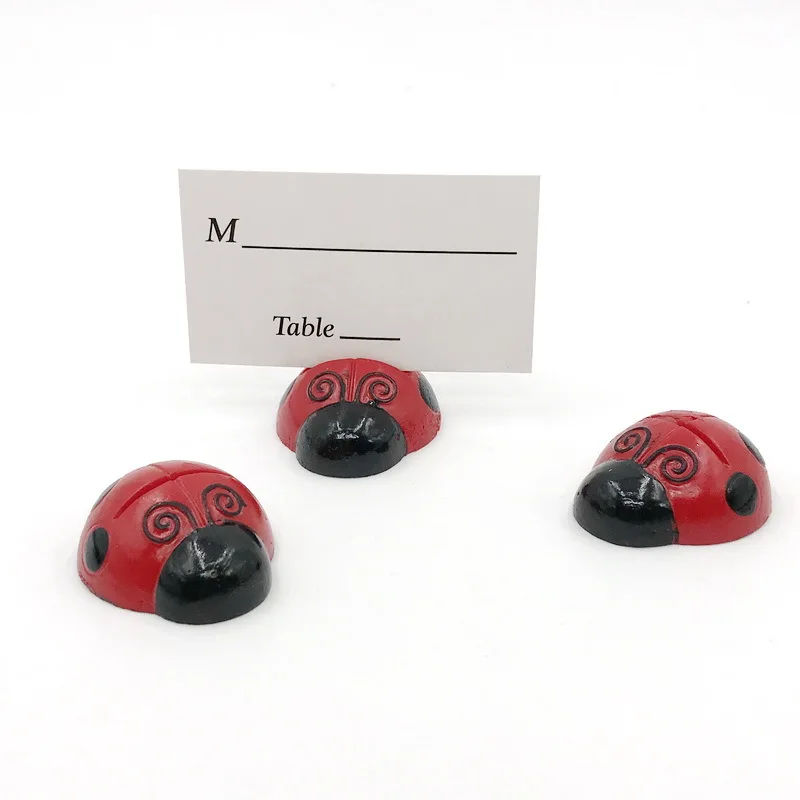 

12PCS Ladybird Place Card Holder Baby Birthday Party Decors Ladybug Photo Holders Favor