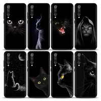 phone case for xiaomi mi a2 8 9 se 9t 10 10t 10s cc9 cc9e note 10 lite pro 5g tpu case cover anime black cat stares