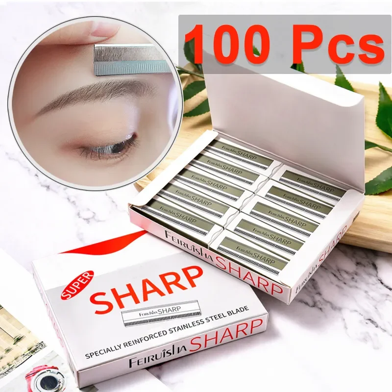 

Razor Blades Permanent Microblading Special Hot Trimmer Maquiagem Blade Eyebrow Stainless Scraping Eyebrow Makeup Steel 100pcs