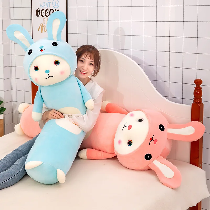 

Zqswkl 110/130 см плюшевый кролик, игрушка для девочки, мягкая длинная подушка для сна, обнимашки, детский подарок на день рождения, большие мягкие ...