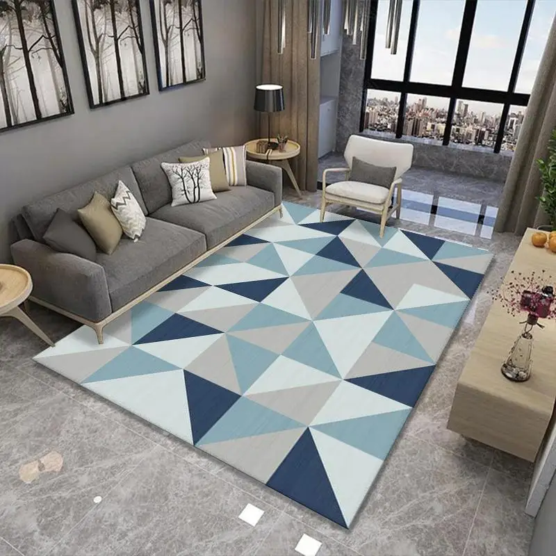 

Nordic Living Room Geometric Printed Carpet Luxury Study Bedroom Large Area Rugs Kitchen Bathroom Non-slip Rug Entry Porch Mat