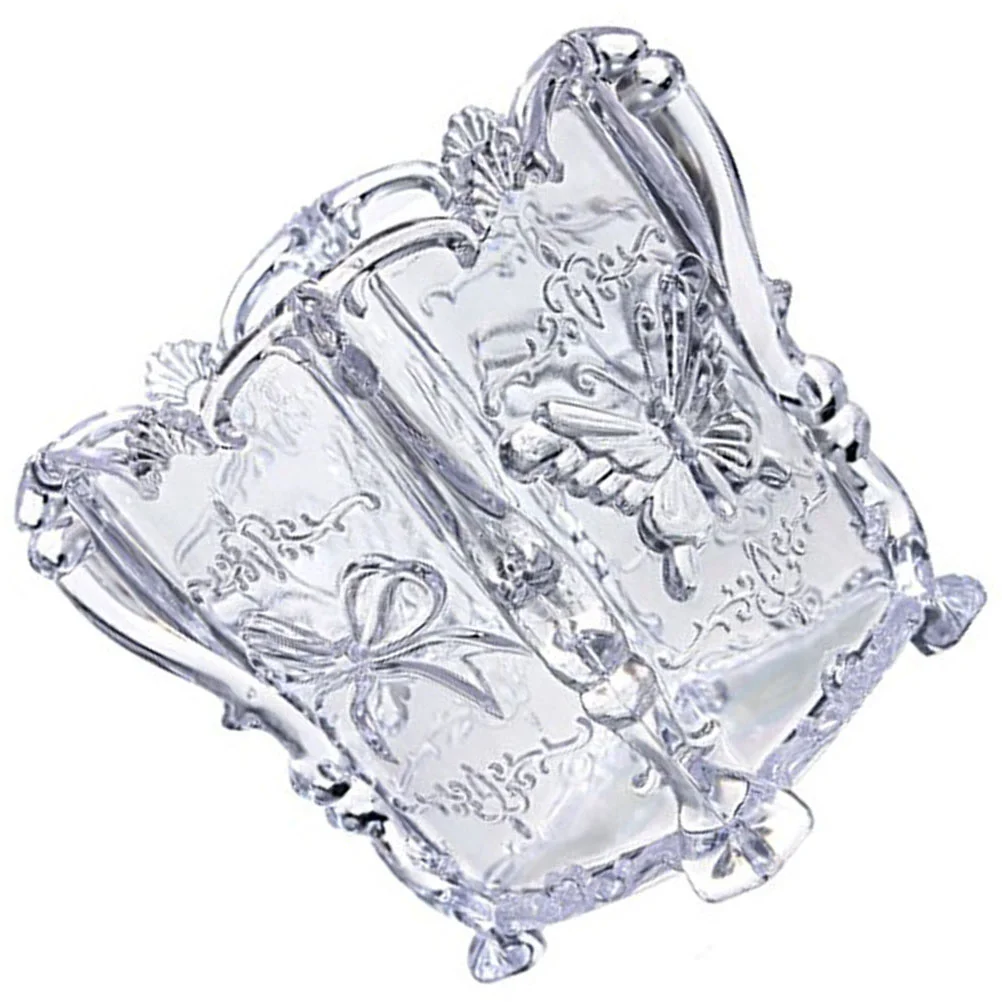 

Carved Makeup Brush Holder Organizer Vintage Brushes Storage Pen Storage Box ( Transparent )
