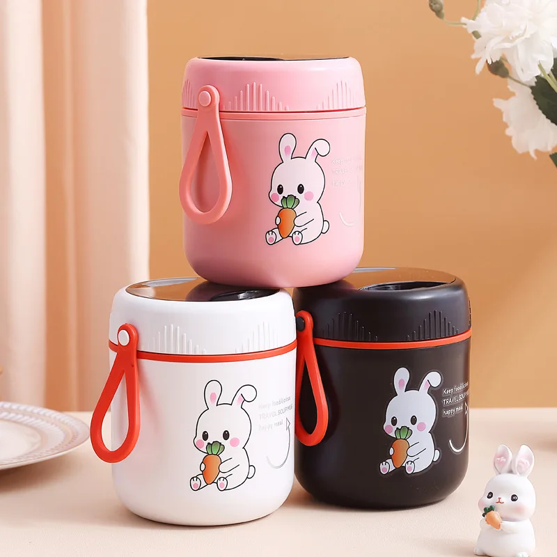 

Cartoon Stainless Steel Insulated Soup Cup Sealed Leak-proof and Easy To Carry Student Breakfast Cup