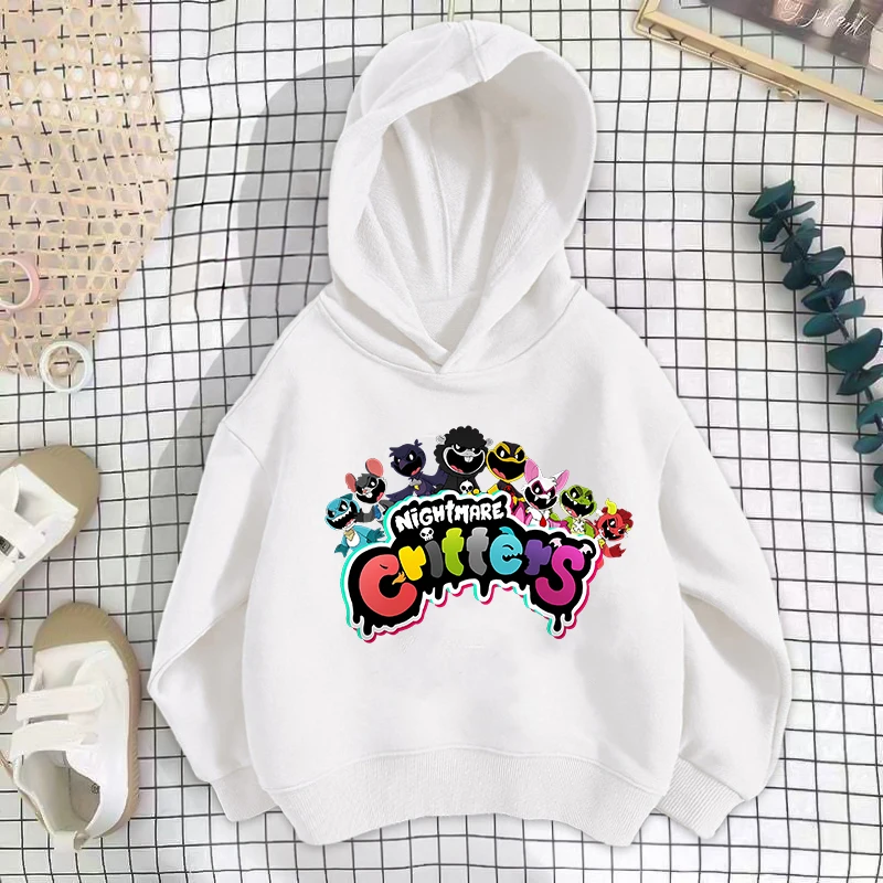 Nightmare Critters Kids Hooded Sweatshirt Game Themed Printed Pullover Boys Girls Winter Casual Warm Tops Child Christmas Gifts