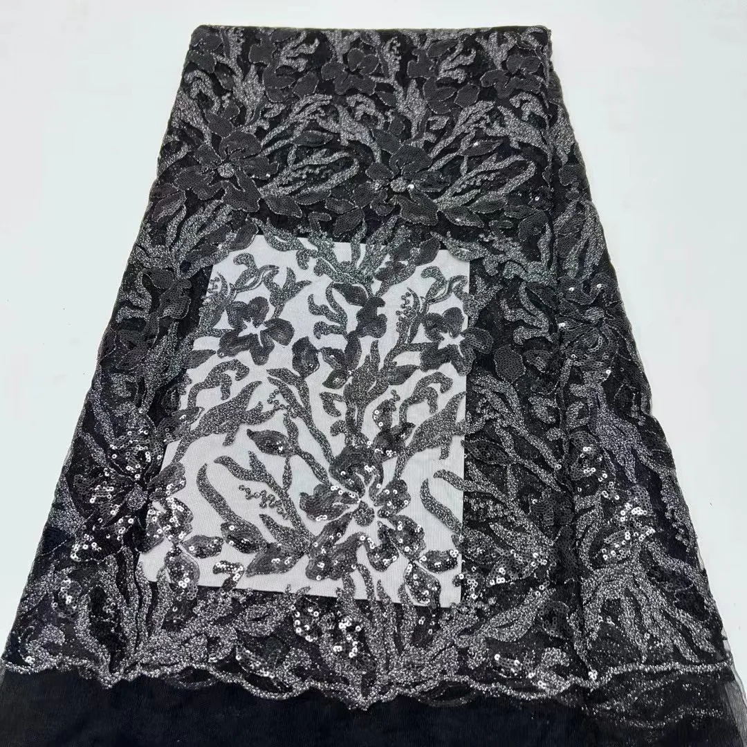 

2023 Высококачественная аппликация, французский нигерийский цвет, сетчатая африканская модель для платья, свадебной вечеринки, 5 ярдов/лот