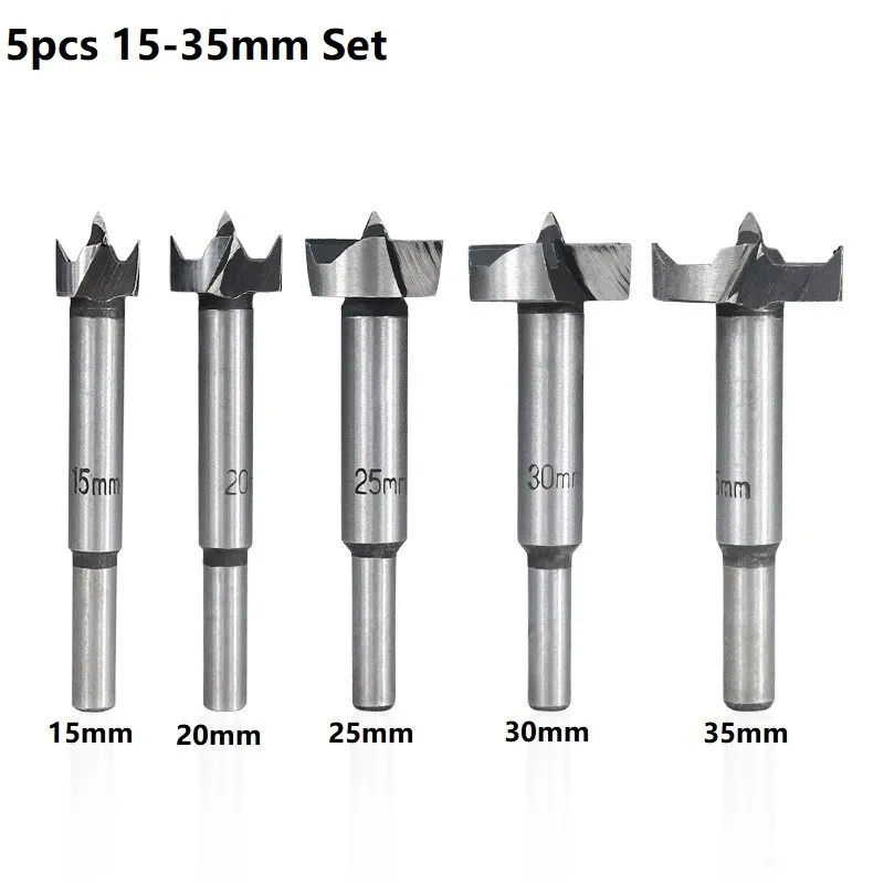 

Фрезы для деревообработки, набор из 5 насадок 15/20/25/30/35 мм, Самоцентрирующиеся, из карбида вольфрама