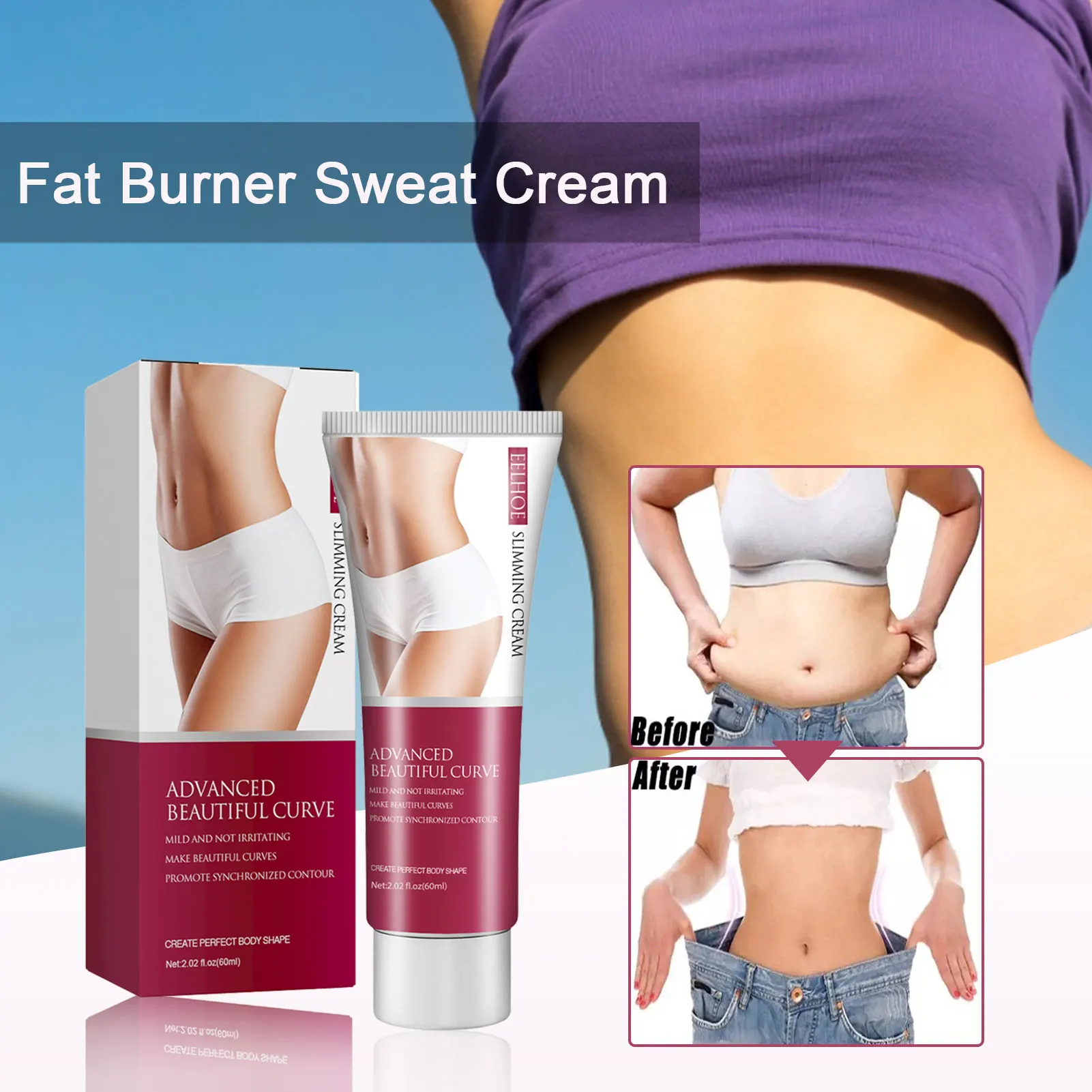 

Fast Fat Burner Slimming Cream 60ML Fat Burner Body Slimming Cream Natural Cellulite Treatment For Men Women Safe Fast Shape