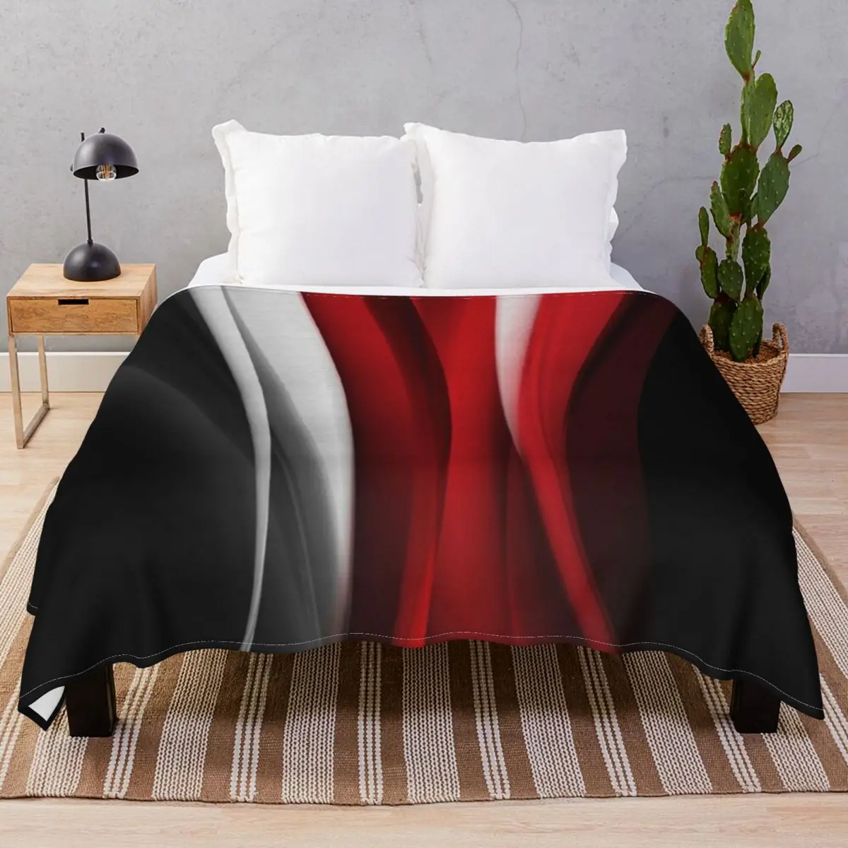 Red And White Blankets Flannel Print Multifunction Throw Blanket for Bed Home Couch Travel Cinema