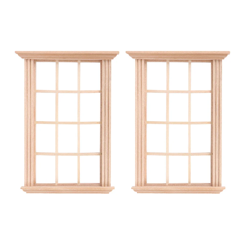 

2 Pcs Windows House Window Miniature Fairy Toy Wooden Window Furniture Wooden Dollhouse Window Mini Dolls