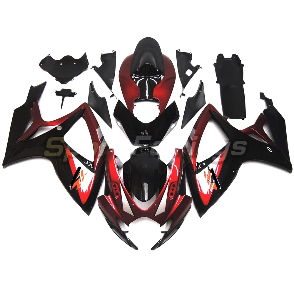 

New ABS Whole Motorcycle Fairings Kits For SUZUKI GSXR 750 600 GSXR600 GSXR750 K6 K7 2006 2007 Injection Bodywork Black Red