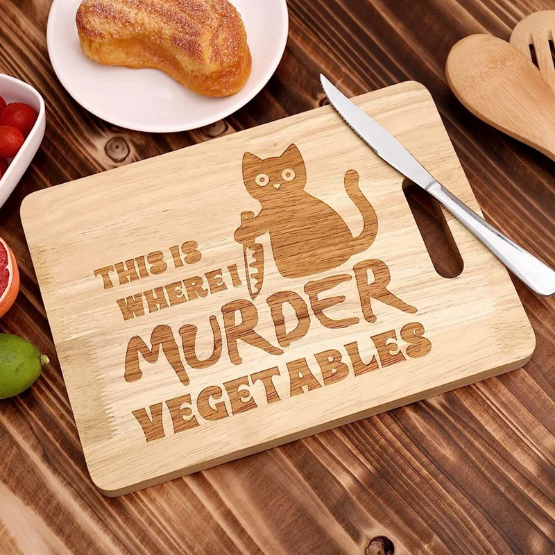

1 Piece Kitchen Chopping Board This Is Where I Murder Vegetable Wooden Food Serving Tray Dethawing Engraved Vegan